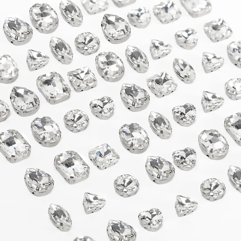 CousinDIY Silver Crystal Glass Sew-On Rhinestones, 64ct.