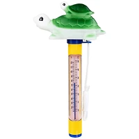 9" Green & Yellow Turtle Family Floating Swimming Pool Thermometer with Cord