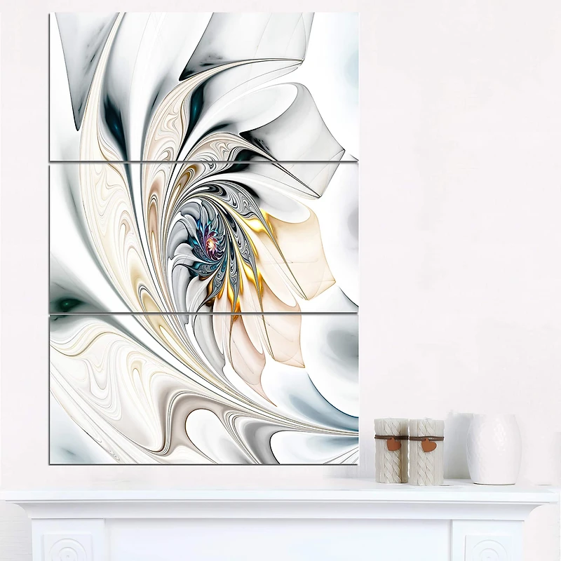 Designart - White Stained Glass Floral Art