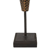 Set of 3 Black Wood Bohemian Sculptures, 23" x 4" x 4"