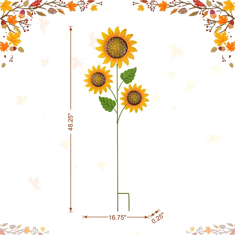 Glitzhome® 48.25" Fall Metal Sunflowers Yard Stake