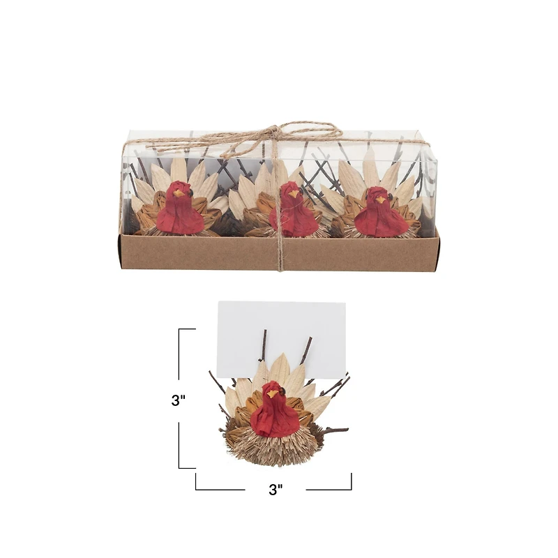 Hello Honey® 3" Dried Natural Corn Husk Turkey Place Card Holders, 3ct.