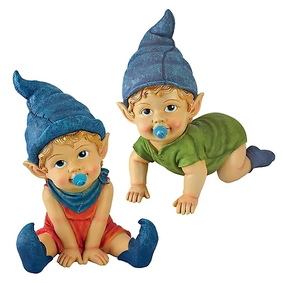 Design Toscano Archibald & Blaze Baby Gnome Statue Set