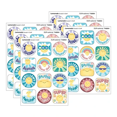 TREND Enterprises® SUN-sational, Lemonade Scent Scratch 'n Sniff Stinky Stickers®, 6 Packs of 48