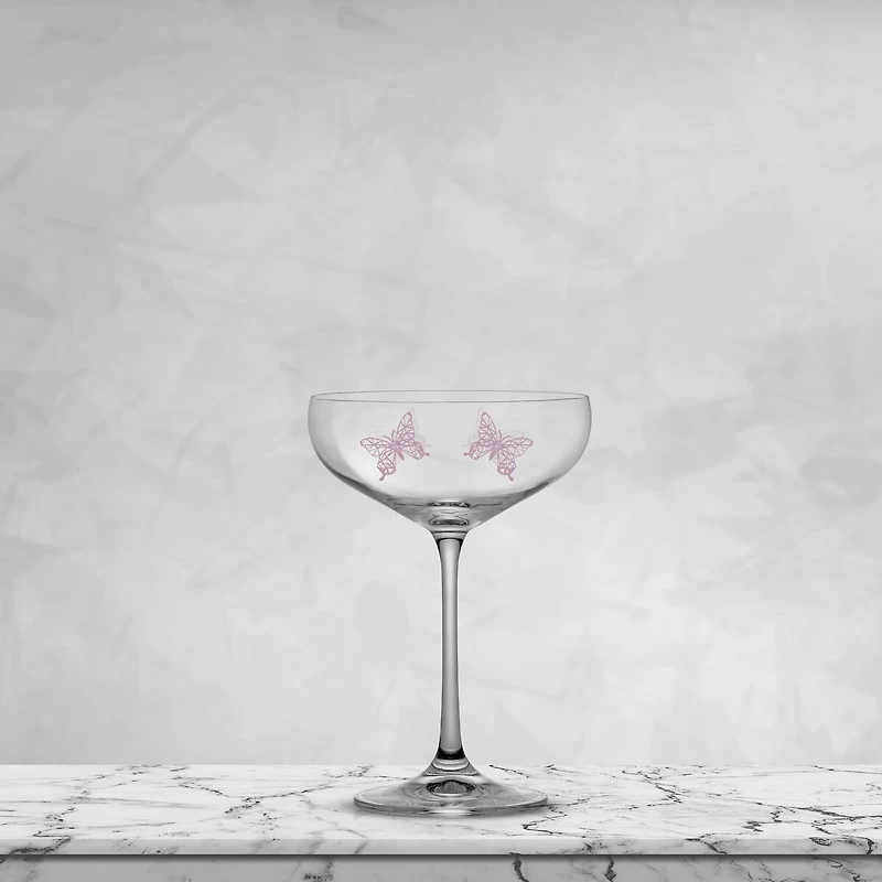 JoyJolt® 14oz. Meadow Butterfly Crystal Martini Glass Set, 2ct.