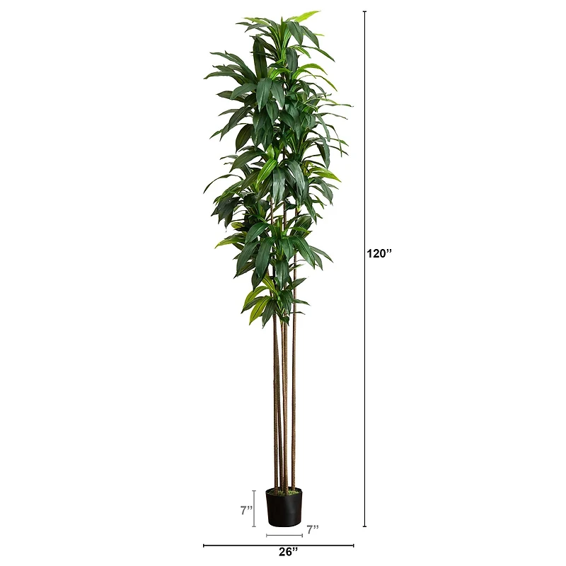 10ft. Potted Green Artificial Dracaena Tree with Real Touch Leaves