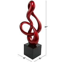 37" Red Swirl Abstract Sculpture