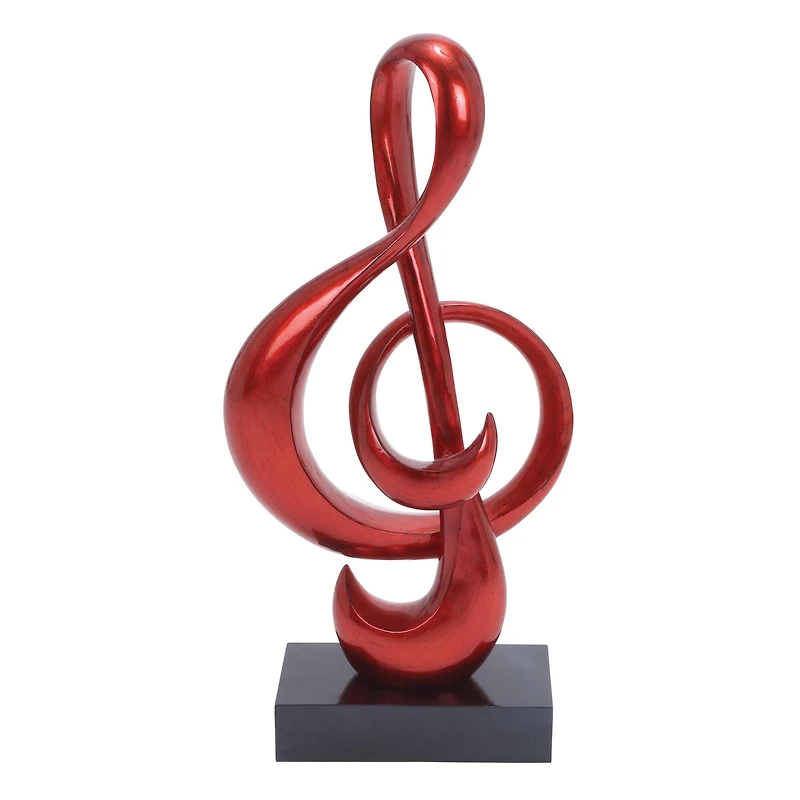 33" Red Polystone Contemporary Abstract Sculpture