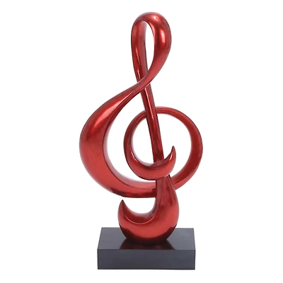33" Red Polystone Contemporary Abstract Sculpture