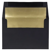 JAM Paper A8 Black Linen Gold Foil Lined Invitation Envelopes
