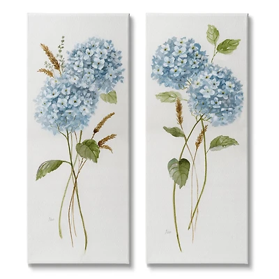 Stupell Industries Blue Hydrangea Long Stems Soft Vintage Florals Canvas Wall Art