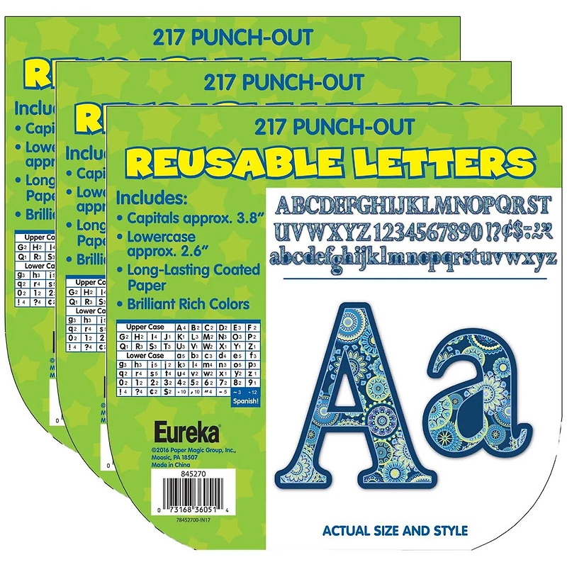 Eureka® Blue Harmony Circle Letters Deco Letters, 217 Per Pack, 3 Packs of 651