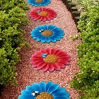 Glitzhome® 10" Cement Flower Textured Stepping Stones Set