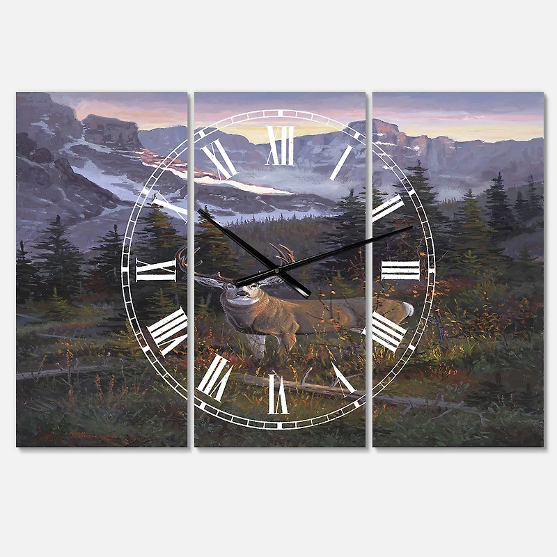 Designart 'High Country Muley Large Traditional Multipanel Wall Clock