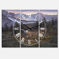 Designart 'High Country Muley Large Traditional Multipanel Wall Clock