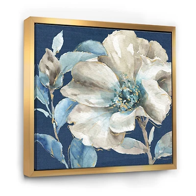 Designart - Indigold Watercolor Flower I - Farmhouse Framed Canvas