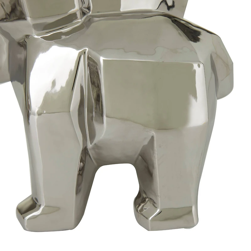 Silver Contemporary Elephant Sculpture Set