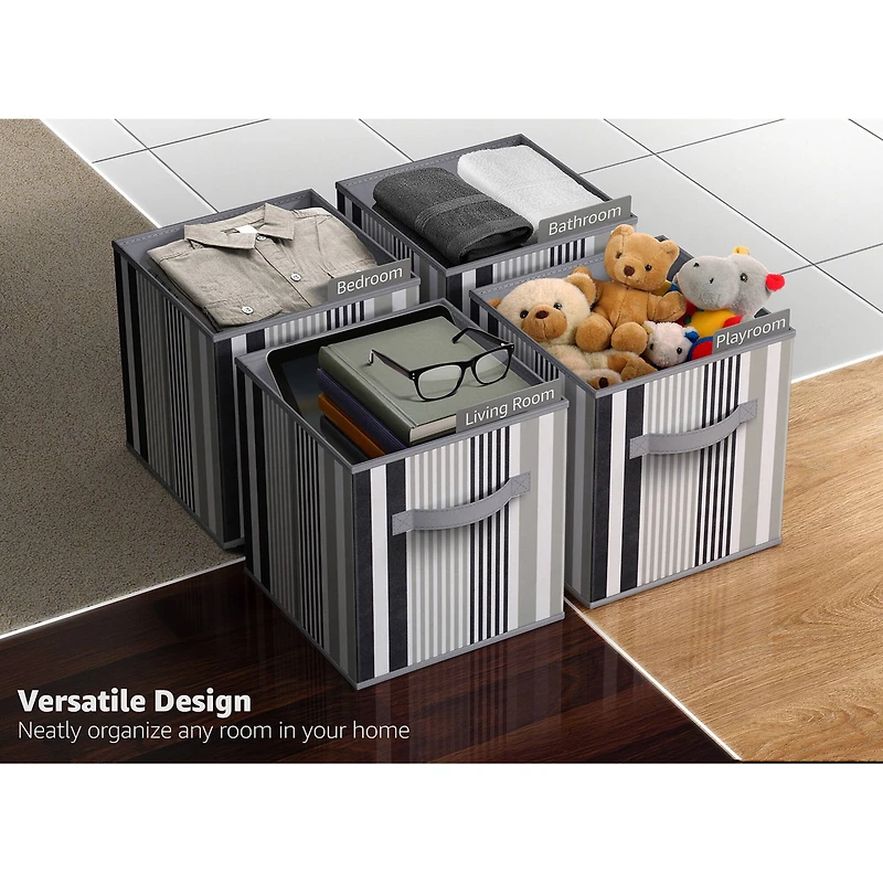 Sorbus 11" Black & Gray Foldable Storage Cubes, 6ct.