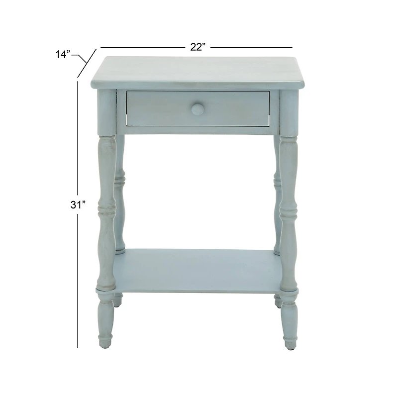 2.5ft. Aquamarine Wood Farmhouse Accent Table