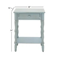 2.5ft. Aquamarine Wood Farmhouse Accent Table