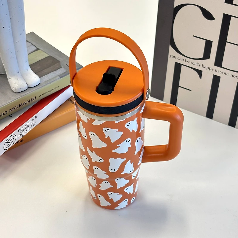 20oz. Orange & White Ghost Stainless Steel Insulated Tumbler by Ashland®