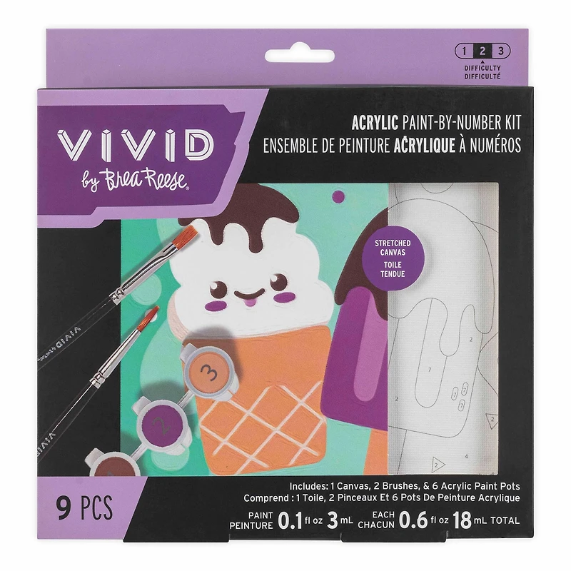 VIVID by Brea Reese® Ice Cream Acrylic Paint-by-Number Kit