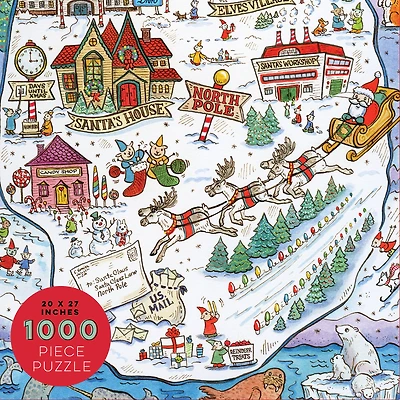 TF Publishing Greetings From The North Pole Map Christmas 1,000 Piece Jigsaw Puzzle