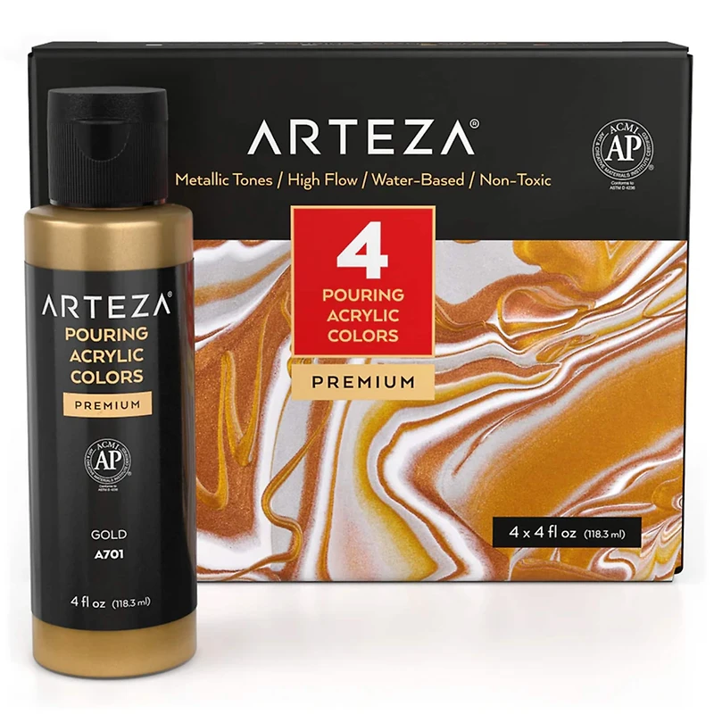 Arteza® Pouring Acrylic Metallic Tones Paint Set