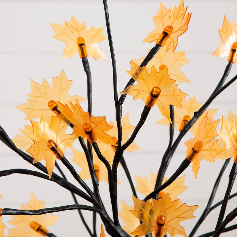 18in. Pre-Lit Autumn Artificial Maple Fall Tree with 48 Warm White LED Maple Shaped Lights