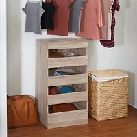 Honey Can Do Brown Tall & Narrow Stackable Storage Drawers with Wood Finish