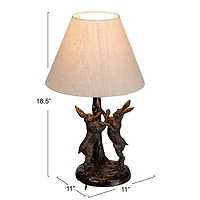 Hello Honey® 18.5" Brown & Natural Bunny Rabbit Table Lamp with Linen Empire Shade