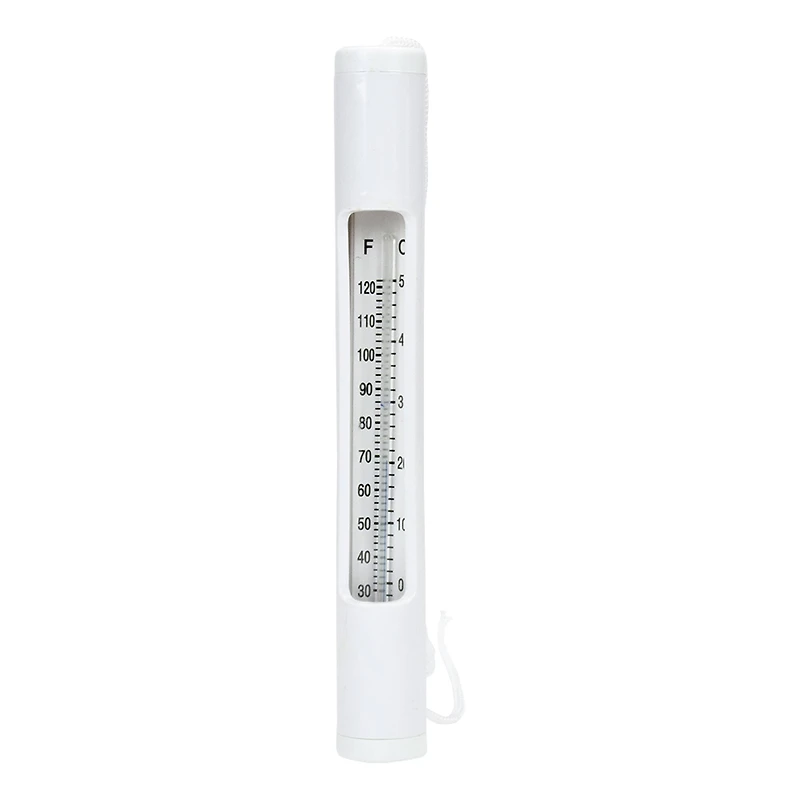 6.75" White Round Swimming Pool Thermometer with White Cord