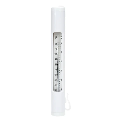 6.75" White Round Swimming Pool Thermometer with White Cord