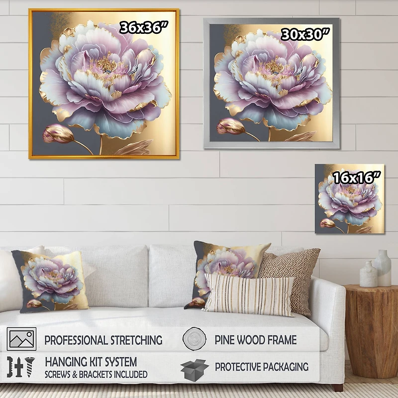 Designart 'Purple Hue Single Flower I' Floral & Botanical Canvas Wall Art