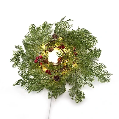 18ct. Warm White LED Pinecone & Red Berry Garland String Lights by Ashland®