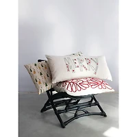 Hello Honey® 26" Cream & Red Embroidery Cotton Slub Pillow
