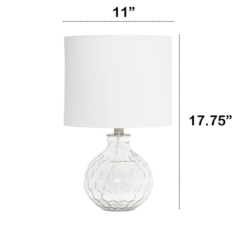 Lalia Home 18" Clear Honeycomb Glass Table Lamp with White Shade