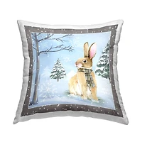 Stupell Industries Winter Woods Rabbit Snow Scene Throw Pillow