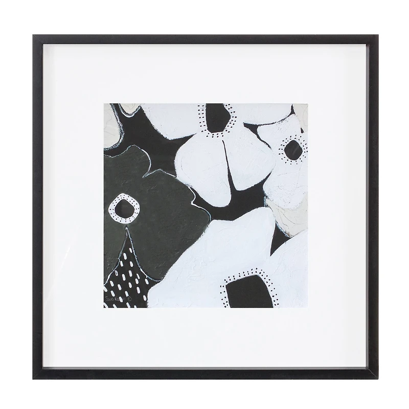 Black & White Framed Anemone Floral Print Set