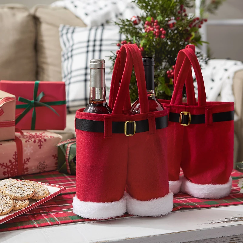 DII® Santa Pants Bottle Tote Set