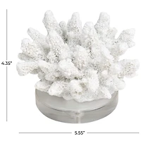 6" White Polystone Small Textured Coral Sculpture with Clear Acrylic Base