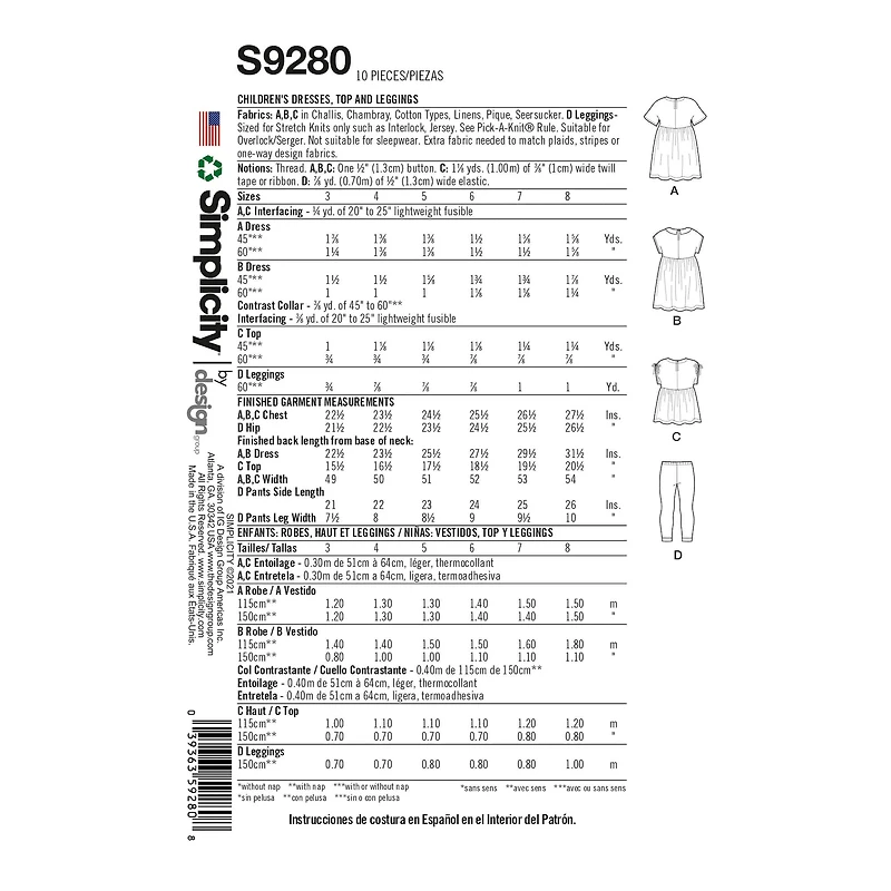 Simplicity® Pattern CS9280 (3-4-5-6-7-8)