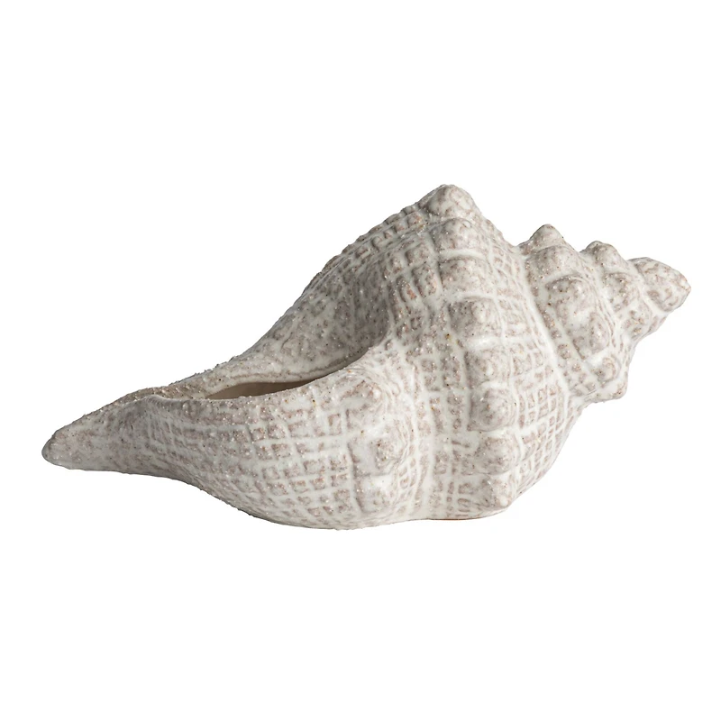 Hello Honey® 10.25" White Reactive Glaze Conch Shell Stoneware Tabletop Décor