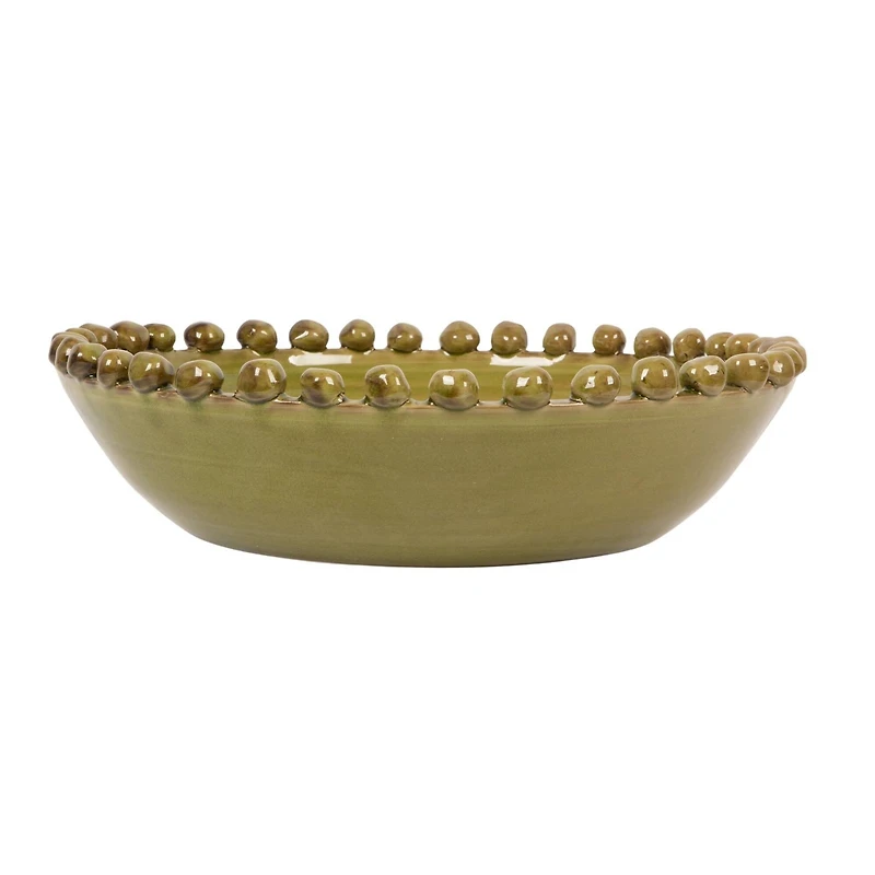 Hello Honey® 16.5" Green Round Hobnail Terra Cotta Decorative Bowl