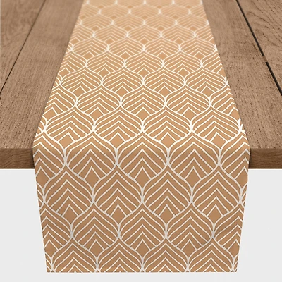 72" Orange Geo Leaf Pattern Cotton Twill Runner