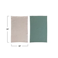 Hello Honey® Teal & Natural Cotton Waffle Weave Tea Towel Set in Bag