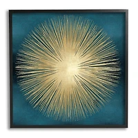 Stupell Industries Abstract Deco Sunburst Shape Over Dark Blue in Frame Wall Art