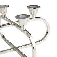 8" Silver Stainless Steel Overlapping Oval Geometric Candelabra
