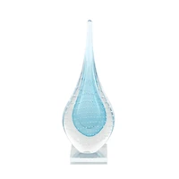 13" Blue Glass Abstract Teardrop Sculpture