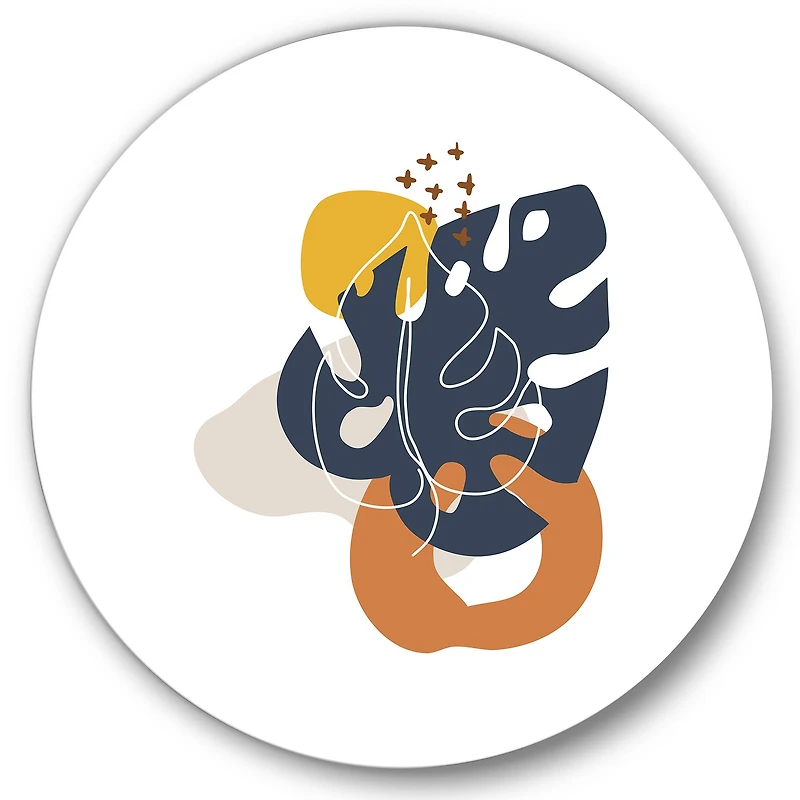 Designart - Abstract Flowers On Minimal Shapes IX